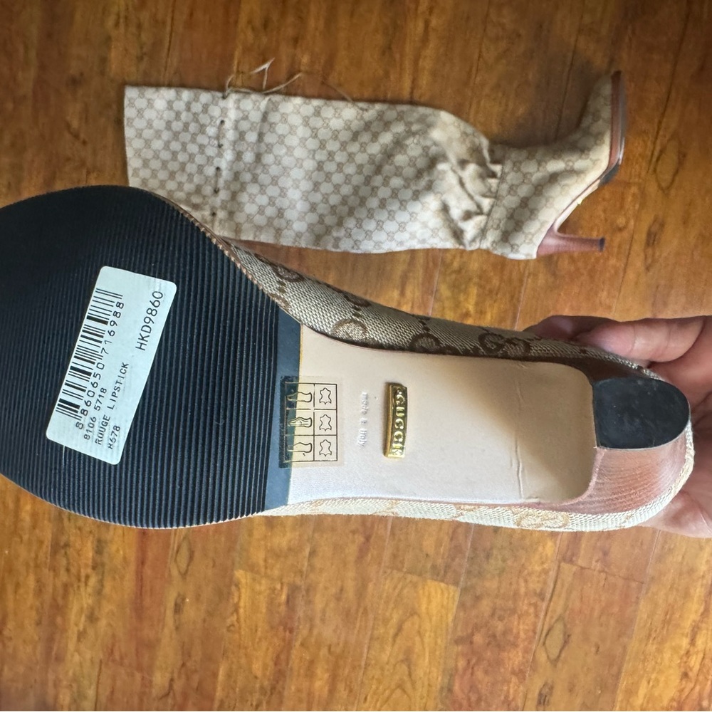 Gucci Patterned Beige Heeled Boots